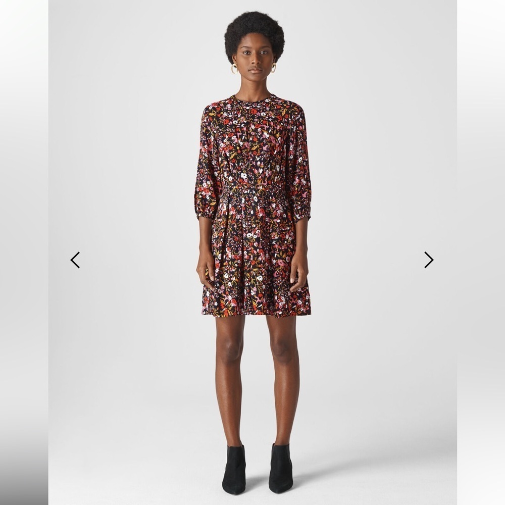Whistles FLIPPY MEADOW PRINT DRESS IN PINK MULTI
